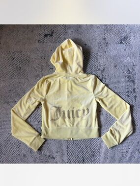 Juicy Couture Women's Yellow Velour Zip Hoodie